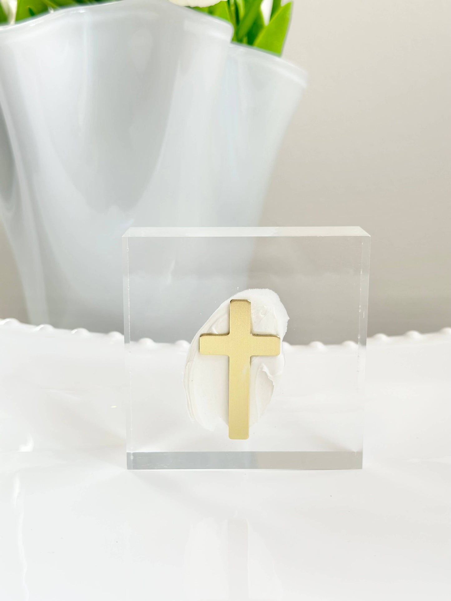 Gold Cross Acrylic Block