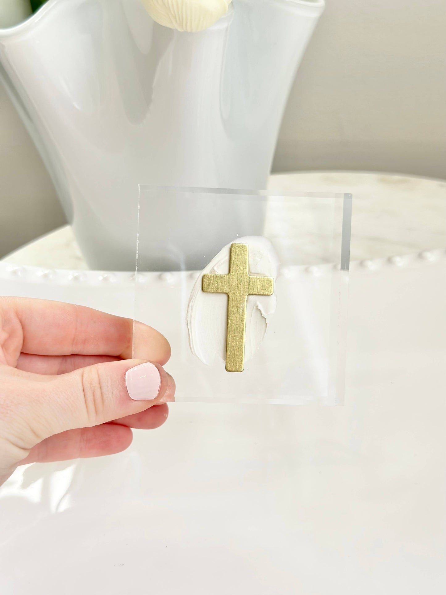 Gold Cross Acrylic Block