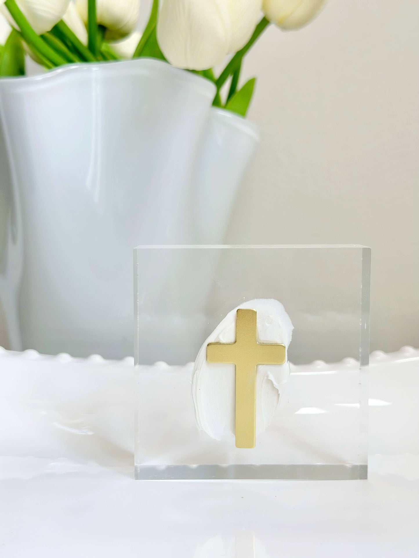 Gold Cross Acrylic Block